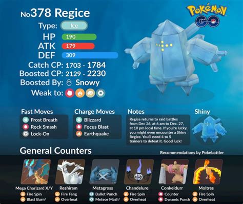 regice weakness|regice pokemon go counters.